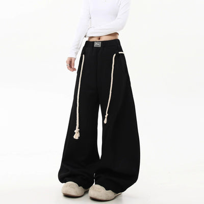 Retro Profile Wide Leg Machete Sports Pants Female