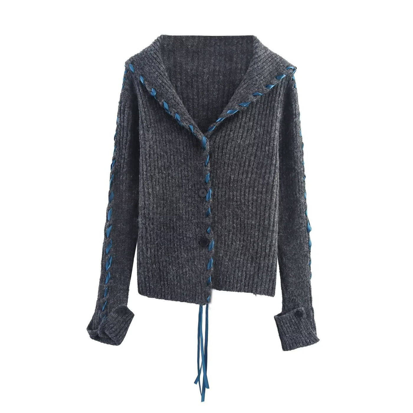 Women's Hooded Ribbon Sweater Coat
