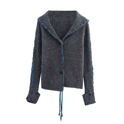 Women's Hooded Ribbon Sweater Coat