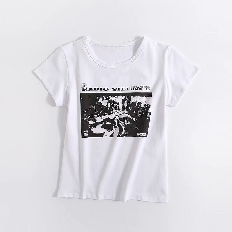 American Retro Pattern Printed Cotton Short Sleeves