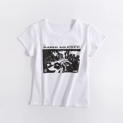 American Retro Pattern Printed Cotton Short Sleeves