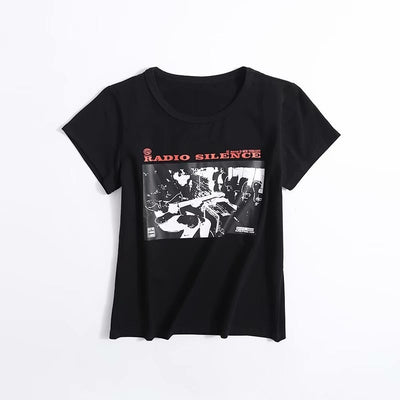 American Retro Pattern Printed Cotton Short Sleeves