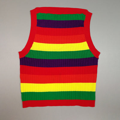 Women's Knitted Rainbow Vest Europe And America