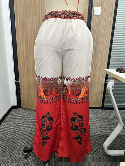 Vintage Printed Women's Fashionable Long Trousers