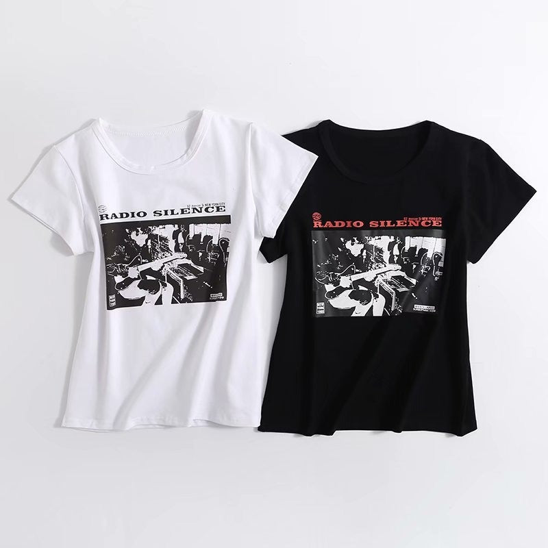 American Retro Pattern Printed Cotton Short Sleeves