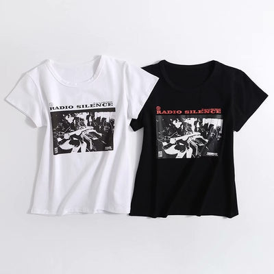 American Retro Pattern Printed Cotton Short Sleeves