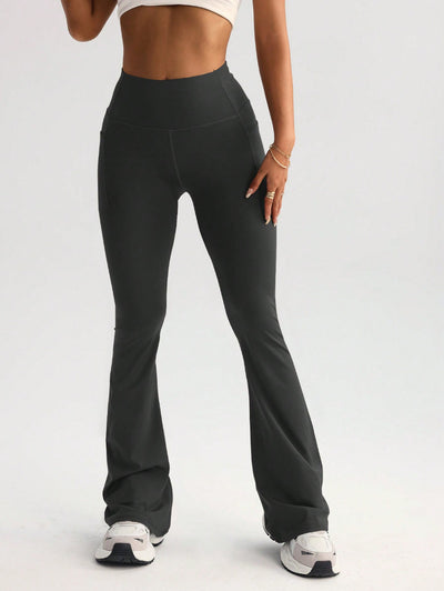 High Waist T-line Yoga Wide-leg Pants With Pockets