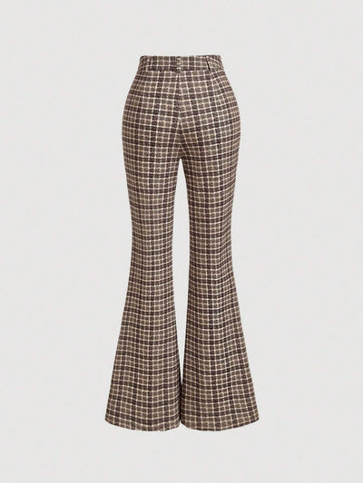 Temperament Commute High Waist All-matching Plaid Striped Retro Trousers