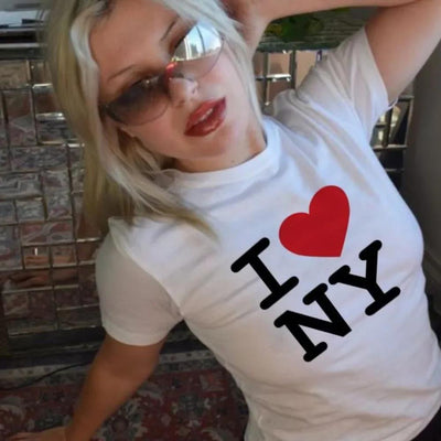 Fashion Letter Print Cute Streetwear T-shirt Short Sleeve Women