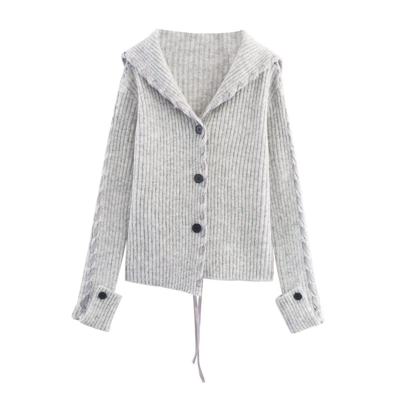 Women's Hooded Ribbon Sweater Coat