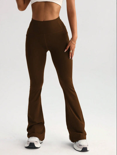 High Waist T-line Yoga Wide-leg Pants With Pockets