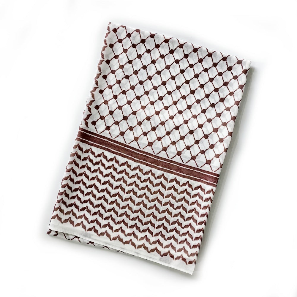 Arabic Chiffon Printed Plaid Scarf