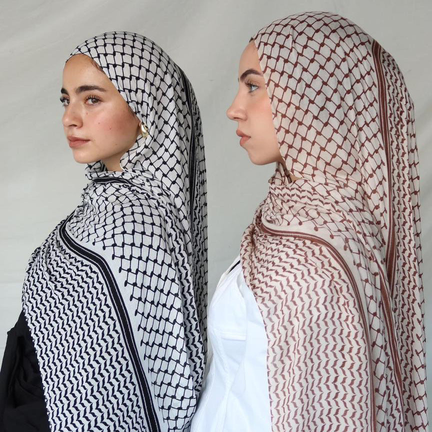 Arabic Chiffon Printed Plaid Scarf
