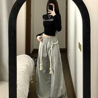 Retro Profile Wide Leg Machete Sports Pants Female