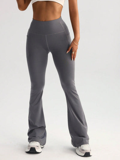 High Waist T-line Yoga Wide-leg Pants With Pockets