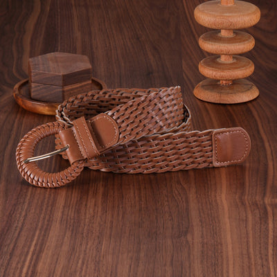 Fashion New Women's Handmade Woven Leather Belt