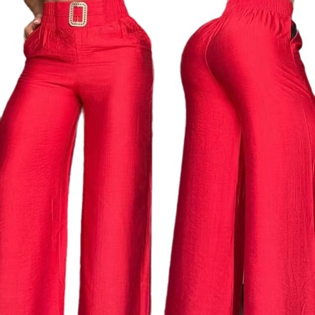 Wide Leg High Waist Loose And Slimming Metal Decorative Speakers Trousers