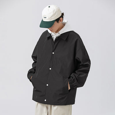 Couple Plus Size Polo Collar Jacket Loose And Simple