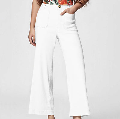 High Waist Slimming Casual Women's Cropped Wide-leg Pants